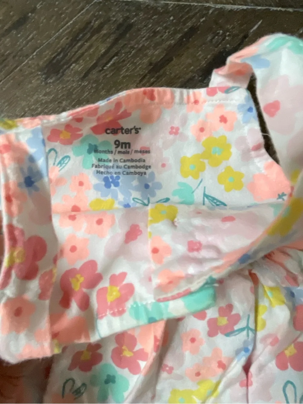 Carter's Pastel Floral Cotton Romper in Pink, Yellow & Blue
